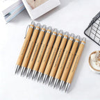 Auto-aAtend Personalized Bamboo Pens with Name Logo Text Custom Bamboo Wooden Pen Retractable Black Ink 1mm Ballpoint Pen for Writting Office Gifts