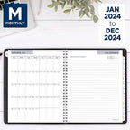 AT-A-GLANCE 2024 Weekly & Monthly Planner, 7" x 8-3/4", Medium, Refillable, Executive, DayMinder, Black (G5450024)