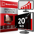 SightPro 20 Inch 16:9 Computer Privacy Screen Filter for Monitor - Privacy Shield and Anti-Glare Protector (17 7/16" x 9 13/16")