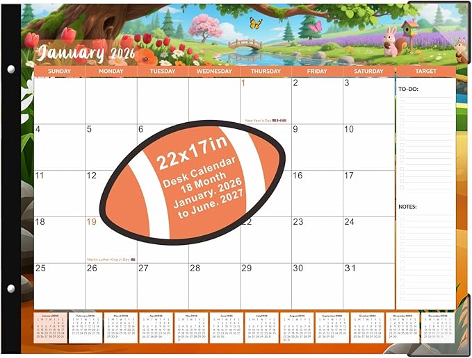 DIBAOLU Extra Large Desk Calendar 2026,Big Desk Calendar 2026-2027 22x17,18 Month,January 2026 to June 2027,Suitable For Home, School Or Office, Monthly Planning Calendar,With Plastic Cover