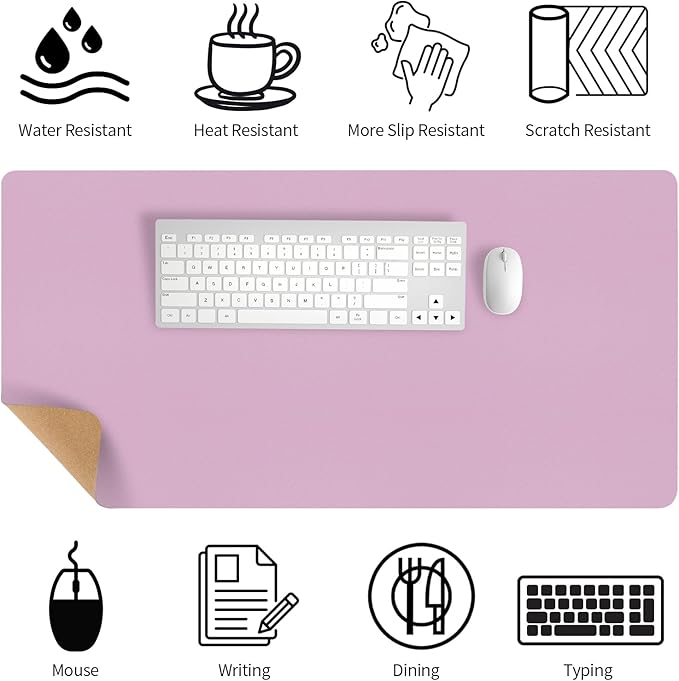 Bloss Purple Desk Mat, Leather Desk Pad, Desk Matt for Desktop, Waterproof Desk Pad Mat, Computer Mat for Office Work/Home/Decor/Desk Protector/Cover(31.5 x 15.7 Inches)