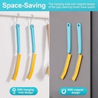 JOYMOOP 4 Pack Crevice Cleaning Brush, Turquoise Hard Bristle Grout Brush, House Cleaning Supplies, Magnetic Gap Cleaning Brush for Kitchen, Bathroom, Window, Toilet, Multifunctional Cleaning Tools