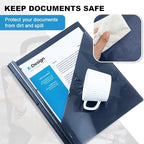 Teling 24 Pcs Clear Front Report Covers with 3 Prongs, Plastic Navy Blue Presentation Folders Bulk with 3 Pockets for A4 and Letter Size Paper, 90 Sheet Capacity, Document Covers for School Business