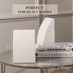Koville Marble Bookends for Shelves, Large Bookends for Heavy Books, Natural Stone Book Stopper for Books CD Movies, Aesthetic Decorative Book Ends (Sail-Beige)