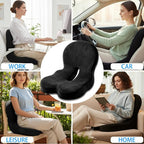 Watshyon Ergonomic Memory Foam Reenly Seat Cushion & Non-Slip Base with Adjustable Straps,Seat Cushion for Truck Driver and Office Chair Cushion,Removable Washable Cover- Plush Velvet