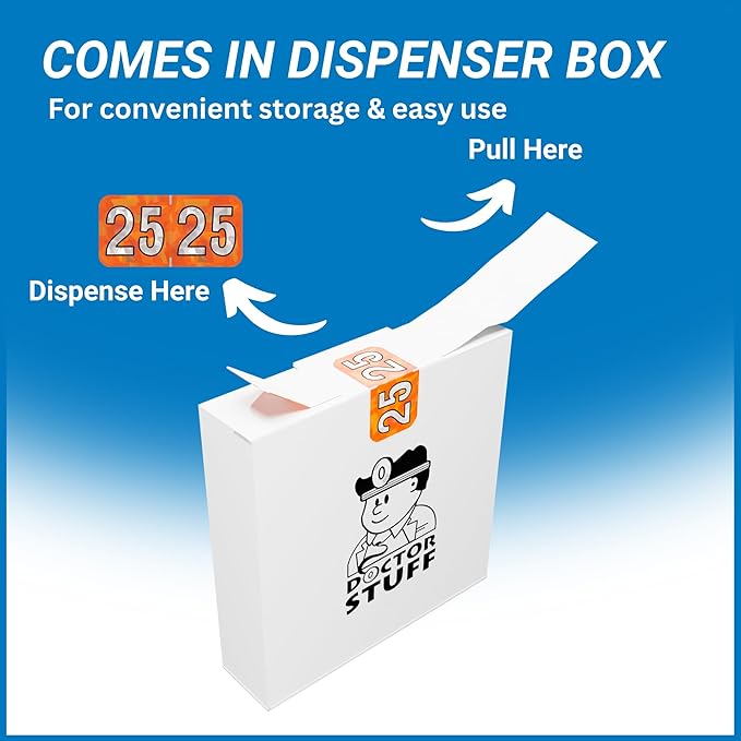 2025 Year Labels, Doctor Stuff 2025 Chart Stickers, Holographic Orange Colored, USA Made Year Label for End Tab File Folders, 500 Labels per Roll, 1 Roll, 3/4" x 1-1/2"