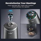 COOLPO Camera 360, 4K Video Conference Room Camera System, Webcam, AI Driven Speaker Tracking, Noise Cancellation, Works with Zoom, Google Meet, Teams and More, 15 ft Mic Pickup, PANA 5ft USB Cable