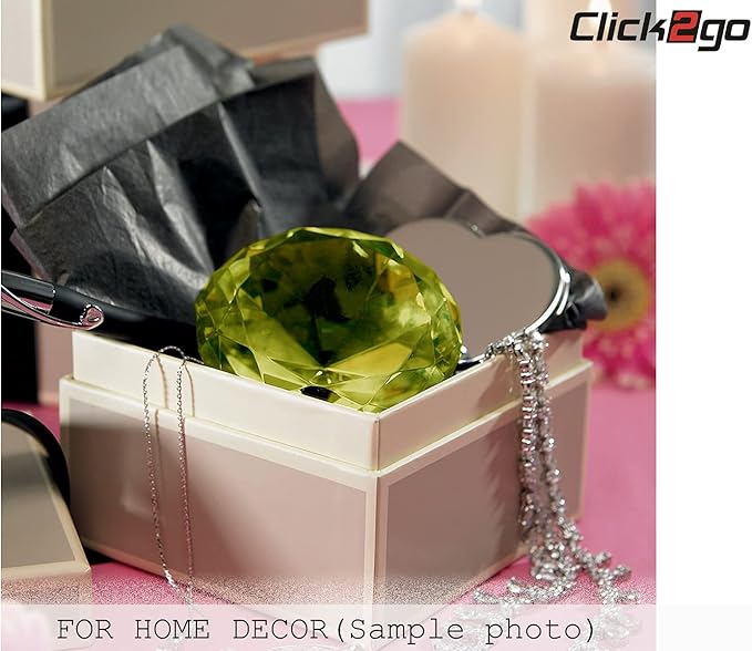 click2go 2” / 60 mm Diamond Shaped Glass Crystal Paperweight – Home Office Decor & Valentine's Day Gift Wedding Favors Centerpieces Decoration with Gift Box (Yellow)