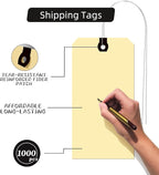 INNOVART Shipping Tags - Double Wired 3 1/4" x 1 5/8", Manila Wire Tags with Reinforced Eyelet, Case of 1000