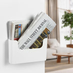 YOHOM No Drilling File Holder Wall Mails Magazines Organizer Adhesive Door Mount, Single Pocket, (White 1) (WHITE, 1 PCS)