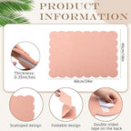 Mooliwe Scalloped Felt Bulletin Board 36 x 24 Inches Foldable Light Pink Pin Cork Board Alternative for Wall, 3' x 2' Trifold Picture Vision Self Adhesive Bulletin Decorative