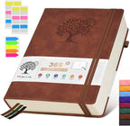 PERCUN A4 Lined Journal Notebook，365 Page Large Leather Journals for Writing Women Men，Hardcover Notebook with 100Gsm Thick Pages for Travel，Work，School，College Ruled, Daily Diary (8.5" x 11.4")
