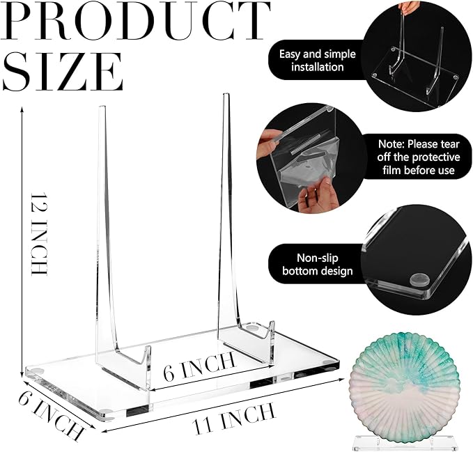 Jetec Acrylic Book Stand Clear Easel Stand for Display Acrylic Plate Postcard Picture Display Holder for Picture Book Decorative Plate Platter Photo (11 x 6 x 12 Inch)