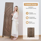 5.6 Ft Folding Room Divider, Portable Privacy Screen & Partition, No Assembly Required for Use as Cat Litter Box Cover, Clutter Hider, Room Separator, 3 Panels (Brown)