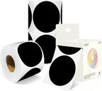 3 Inch Round Colored Dot Stickers, 2000 PCS, 4 Rolls in Dispenser Box - Black Circle Color Coding Labels Dot Labels for Office, Home, Inventory Organizing