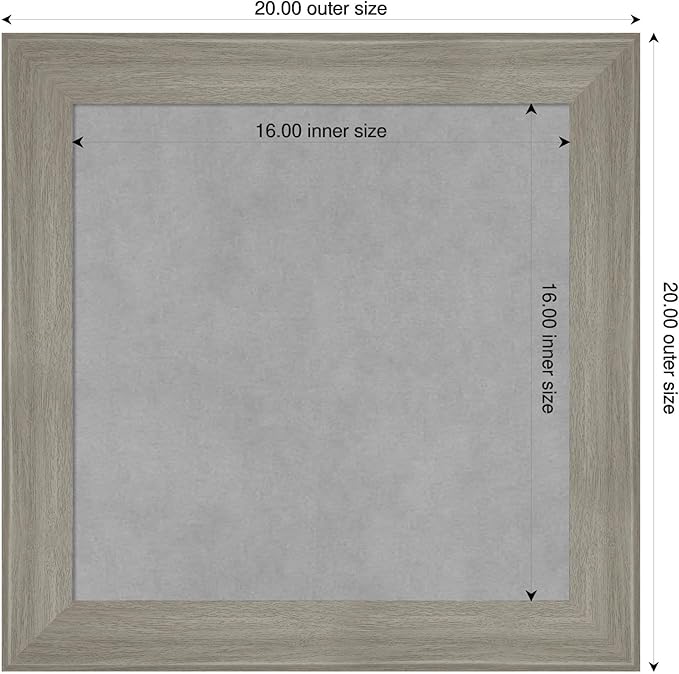 Amanti Art Grey Framed Magnetic Board 20x20 Small Vision Board for use with Magnets, 100% Metal Sheet to Display Items as Office Decor or for Home Organization in mudroom, Kitchen or Kids Room