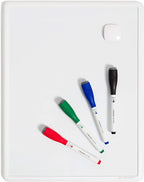 U Brands Contempo Magnetic Small Whiteboard, 11" x 14”, White Modern Frame, Mini White Board for Kids and Students, Fridge and Locker Dry Erase Board, Includes 4 Markers & Magnet