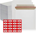 250 Pack 6x6 Inch Rigid Mailers – 420 GSM Self Seal Stay Flat Cardboard Envelopes for CDs, DVDs, Photos, Documents – Tear Strip, Do Not Bend Labels – Square Card Mailers & Shipping Envelopes (White)