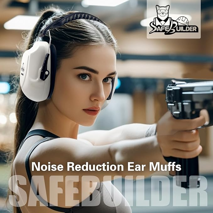 SAFEBUILDER Ear Muffs Noise Reduction SNR 33dB Adjustable Lightweight Safety Earmuffs Sound Proof Noise Cancelling ANSI