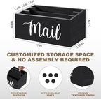 Mail Holder Countertop with 3-Slot, Mail Organizer for Desk with Removable Divider, Desktop Mail Basket Sorter Organizer, File Paper Letter Envelope Bill Holder for Office Home Entryway (Black)