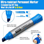 Fuutreo 10 Pack Jumbo Permanent Markers Bulk Large Chisel Tip Permanent Markers Quick Drying Waterproof Big Huge Poster Pens for Office, Logistics Company and More(Lake Blue)