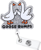 Goose Bumps Funny Nurse Badge Reel, Retractable ID Card Badge Holder, Name Tag Work Badge Clip for Pediatric CCLS MA RN LPN CNA MA ER Night Shift Nurse Nursing Student Doctor, Psychologists Gifts