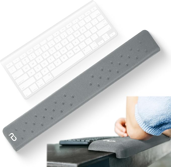 EdgeRest PostureUp L-Shaped Memory Foam Wrist Rest, Ergonomic Elbow and Forearm Support for Desk, Non-Slip Universal Fit, Light Gray