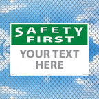 Custom OSHA Style Safety First Sign 24" x 36" Aluminum Sign, Customizable "Your Text Here", by AccuformNMC Made in USA