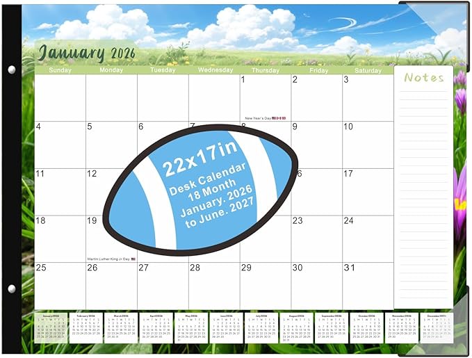 DIBAOLU Desk Calendar 2026,Large Desk Calendar 2026-2027 22x17,18 Month,January 2026 to June 2027,Suitable For Home, School Or Office, Monthly Planning Calendar,With Plastic Cover