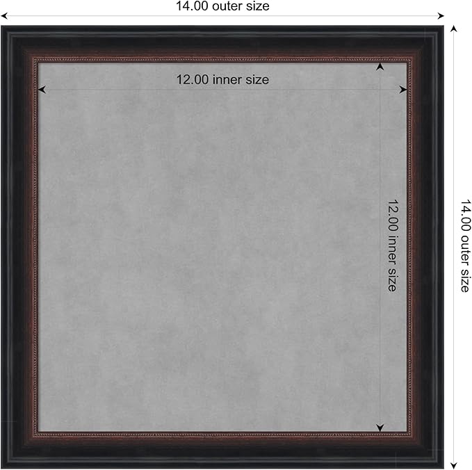 Amanti Art Black Framed Magnetic Board 14x14 X-Small Vision Board for use with Magnets, 100% Metal Sheet to Display Items as Office Decor or for Home Organization in mudroom, Kitchen or Kids Room