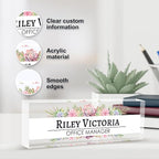 Personalized Name Plate for Desk, Custom Desk Name Plate, Acrylic Name Plate Office Desk Accessories, Personalized Office Gifts for Coworkers Teachers, Employee Appreciation Gifts (A-Victoria)