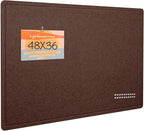 Large Bulletin Board - 48 x 36 Inches, Decorative Felt Pin Board for Wall - 4' x 3' Foldable Photo Display Board with Self-Adhesive Tape, Includes 20 Push Pins - Saddle Brown