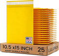 Yellow Kraft Bubble Mailer Envelopes, Large Bubble Mailers 10.5x15 Inch, 25 Pack Padded Envelopes, Self-Seal Shipping Envelope,Tear-Resistant Mailing Envelopes Padded