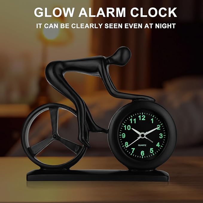 CIGERA Racing Bicycle Desk Alarm Clock Battery Operated, Glow-in-The-Dark Dial, Silent Non-Ticking | Unique Cycling Gift for Cyclists, Students, Teachers | Office, Desk, Shelf Decor