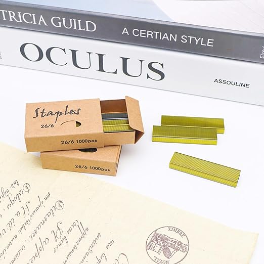 NatSumeBasics 6000 Pure Gold Staples Yellow Colored Staples for 26/6 Standard Stapler Refill Staple, School Office Supplies Accessories (Yellow)