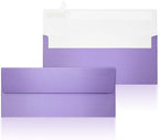 YooNotee 100 Count #10 Purple Metallic Business Envelopes, 80 lb, 4 1/8" x 9 1/2" Metallic Business Letter Size Envelopes, Peel & Press Square Flap, Printable for Professional Mailing and Office Use