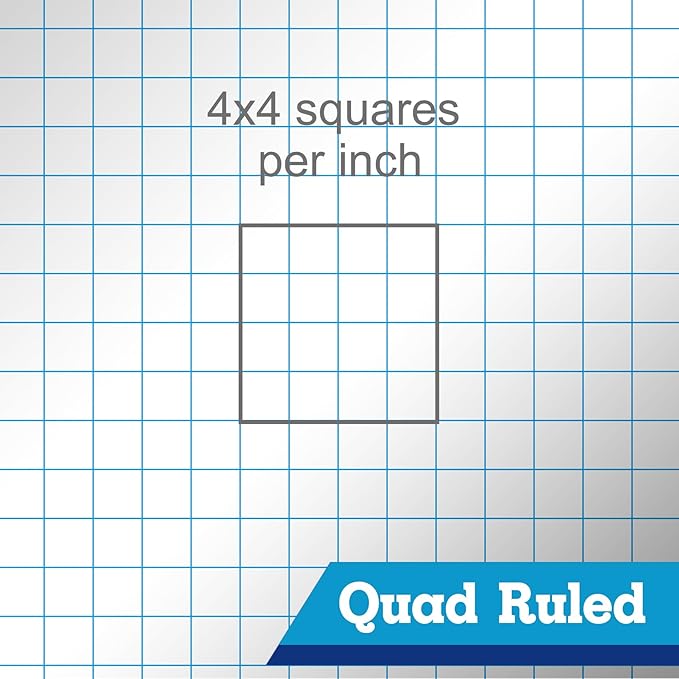 WritePads Legal note pads Legal Pad Quad Ruled Note Pads, Graph Ruled 8.5x11 inch Legal Pad, Quad (4x4) Paper Writing Pads, White 12 pads, BL-MWT50Q-12, Made In The USA.