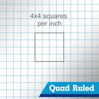 WritePads Legal note pads Legal Pad Quad Ruled Note Pads, Graph Ruled 8.5x11 inch Legal Pad, Quad (4x4) Paper Writing Pads, White 12 pads, BL-MWT50Q-12, Made In The USA.