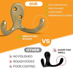 CBWLWJ 15 Pack Coat Hooks Wall Hooks for Hanging, Heavy Duty Double Prong Metal Hook Wall Mounted for Living Room, Bathroom, Kitchen, Bedroom for Coat, Bag, Scarf, Towel, Hat, Key, Cup (Bronze)