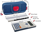 Haumei Canvas Pencil Case Large Capacity, Big Denim Pen Pouch with Zipper, Cute Durable Portable Stationary Storage Bag Organizer for Adults Women, Dark Blue, Apple