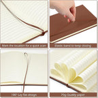 Honoson 20 Pack Lined Journal Notebooks A5 Hardcover Executive Notebook 5.5" x 8.3" PU Leather Wide Ruled Journals Bulk with Elastic Band for Home Business Office School Supplies(Brown)
