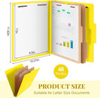 Skyygemm 48 Pcs Classification Folders Letter Size, 2 Divider Pressboard File Folders with 3. 5 Inch Expansion, 2 Prongs Fastener, Heavy Duty Office File Organizers for Teachers, Medical (Yellow)