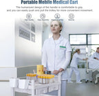 Mobile Medical Carts 3 Tier Professional Utility Cart 330 LBS Max Load Rolling Crash Cart Ultrasound Trolley with Wheels Drawers Dirt Bucket Sharps Box Storage Basket for Hospital Dental Clinic Home