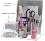 My Space Organizers Clear Acrylic Desk Oganizer, 9 Compartments, Office Supplies and Desk Accessories Organizer, Home Decor Desktop Organizer (Clear)