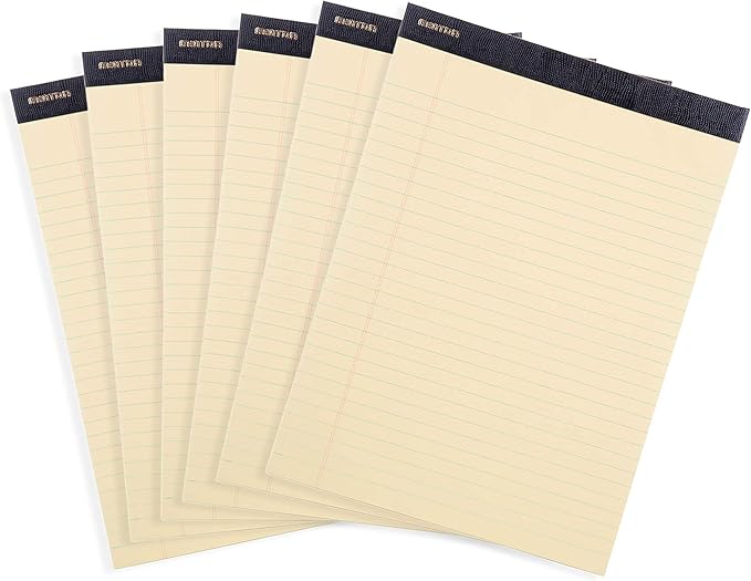 Mintra Office Legal Pads - ((PREMIUM CANARY 6pk, 8.5in x 11in, WIDE RULED))
