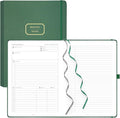 EMSHOI Meeting Notebook for Work with Sticky Tabs - 240 Pages, A4 Size Project Planner, PU Leather Meeting Agenda/Minutes Organizer for Women Men Note Taking Office Business, 8.3"x11.7", Dark Green