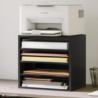 Ballucci 4-Tier Paper Organizer for Desk, Stackable Tray, Desk Storage Organizer Shelves, Stacking Letter Paper Tray Sorter for Classroom Office, Black