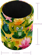 Leather Pen Holder for Desk Funny Frogs Pencil Cup Desktop Organizer Makeup Brush Holders Office Supplies for Home, Kids & School
