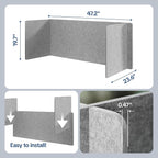 Keemute Desk Divider Privacy Screen 3 Panel Sound Absorbing - 47.2”x 23.6”x 19.7” Freestanding Acoustic Partitions for Office, Noise Reducing Panels for School, Home, Library,Sliver Grey