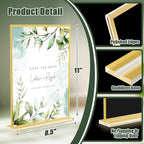 Acrylic Sign Holder 8.5 x 11,9 Pack Clear Sign Holder Double Sided Gold Table Menu Vertical Desktop Display Stand Paper Flyer Holder Tabletop Sign Holder Suitable for Restaurants, Office, Store,Hotels